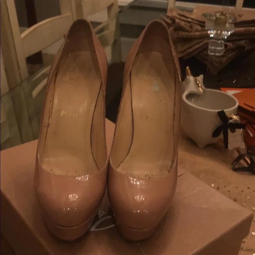 Women's Nude Patent Platform High Heels